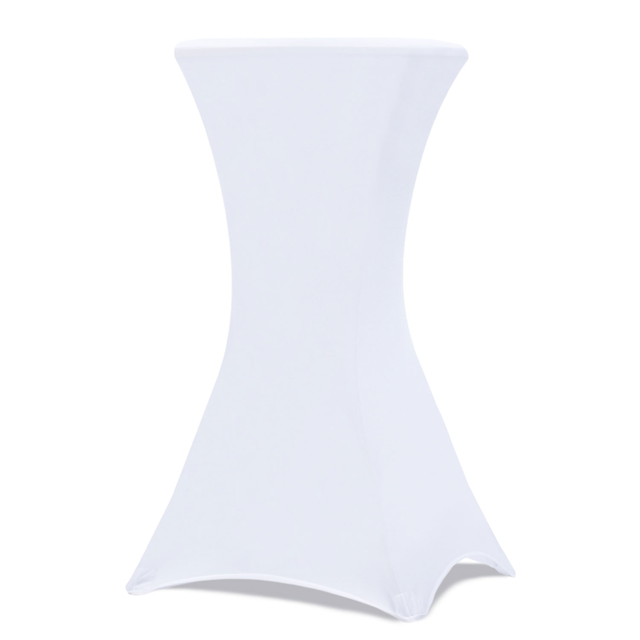Voir la diapositive 4 : ID MARKET Lot de 4 tables hautes pliantes 105 cm et 4 housses blanches