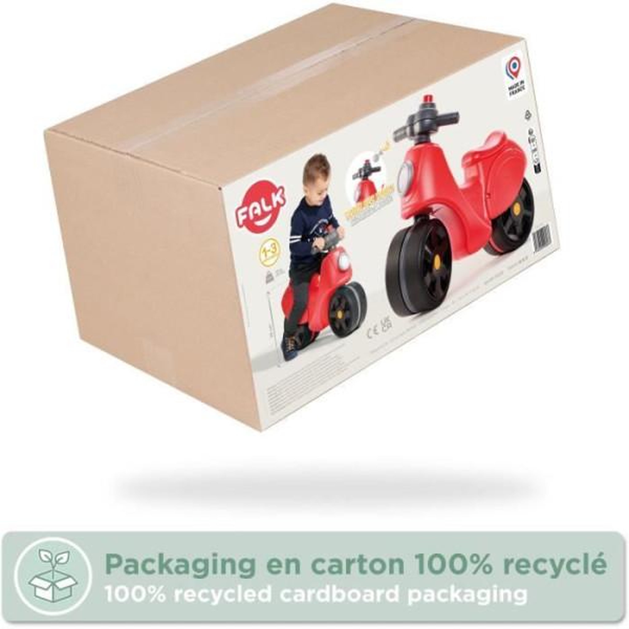 Voir la diapositive 6 : FALK Draisienne Velo Scooter Strada - FALK - Guidon directionnel avec klaxon - Larges roues sécurisantes - Rouge - 100% Fabriqué en France - Des 12