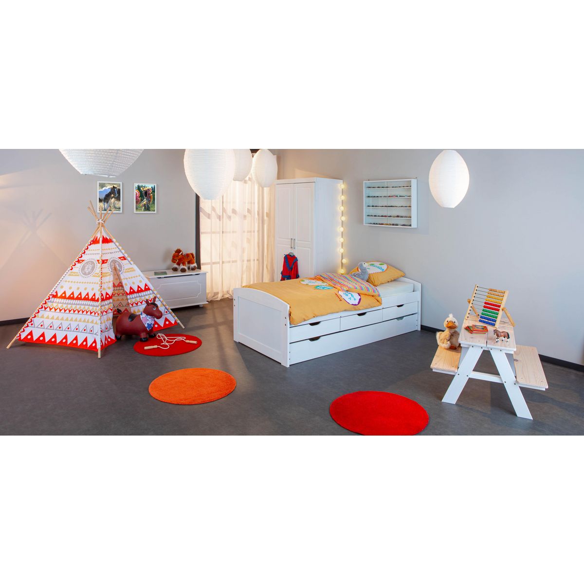 Table-banc enfant HENNING pin massif vernis