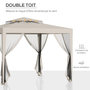 Voir la diapositive 4 : OUTSUNNY Tonnelle barnum de jardin 3L x 3l m avec 4 moustiquaires amovibles - double toit - métal polyester beige