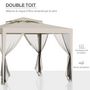 Voir la diapositive 4 : OUTSUNNY Tonnelle barnum de jardin 3L x 3l m avec 4 moustiquaires amovibles - double toit - métal polyester beige