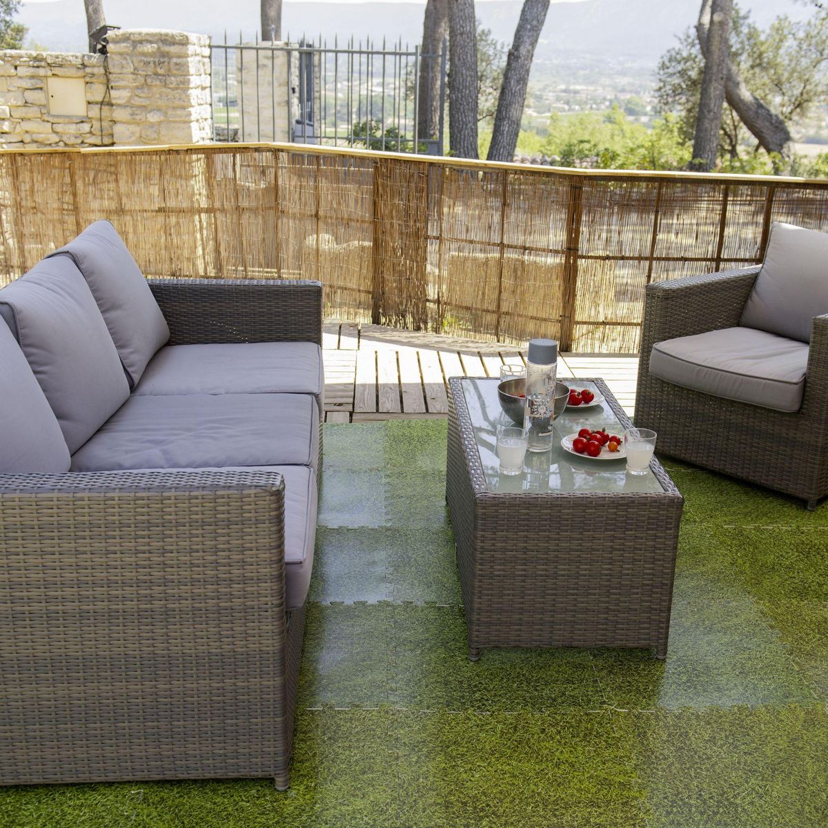 WERKAPRO Dalle pour piscine imprimé gazon  50x50cm  1cm épaisseur 8 pièces WERKA PRO