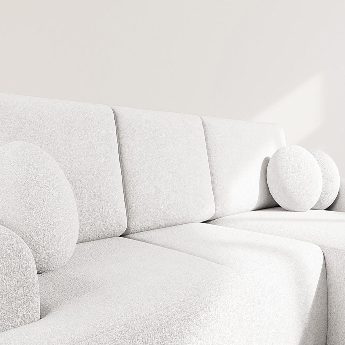 BEST MOBILIER Candela - canapé d'angle droit 4 places - convertible avec coffre - en tissu bouclette