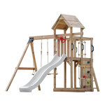 Axi House Portique Moos 2 balançoires + échelle toboggan blanc