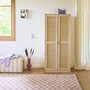 Voir la diapositive 2 : SWEEEK Armoire dressing cannage et effet bois. 2 portes avec penderie et rangements