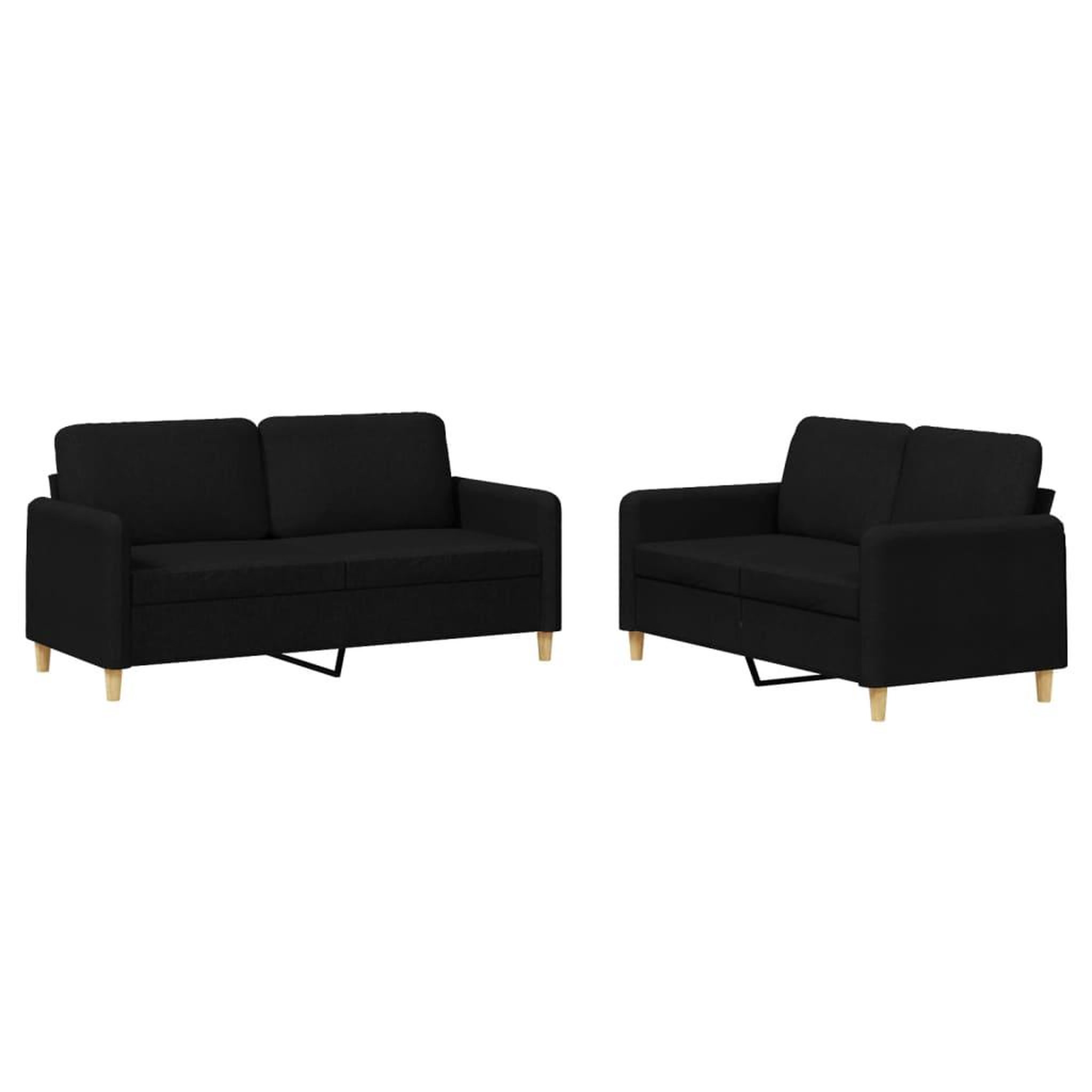 Voir la diapositive 2 : VIDAXL Ensemble de canapes 2 pcs avec coussins Noir Tissu