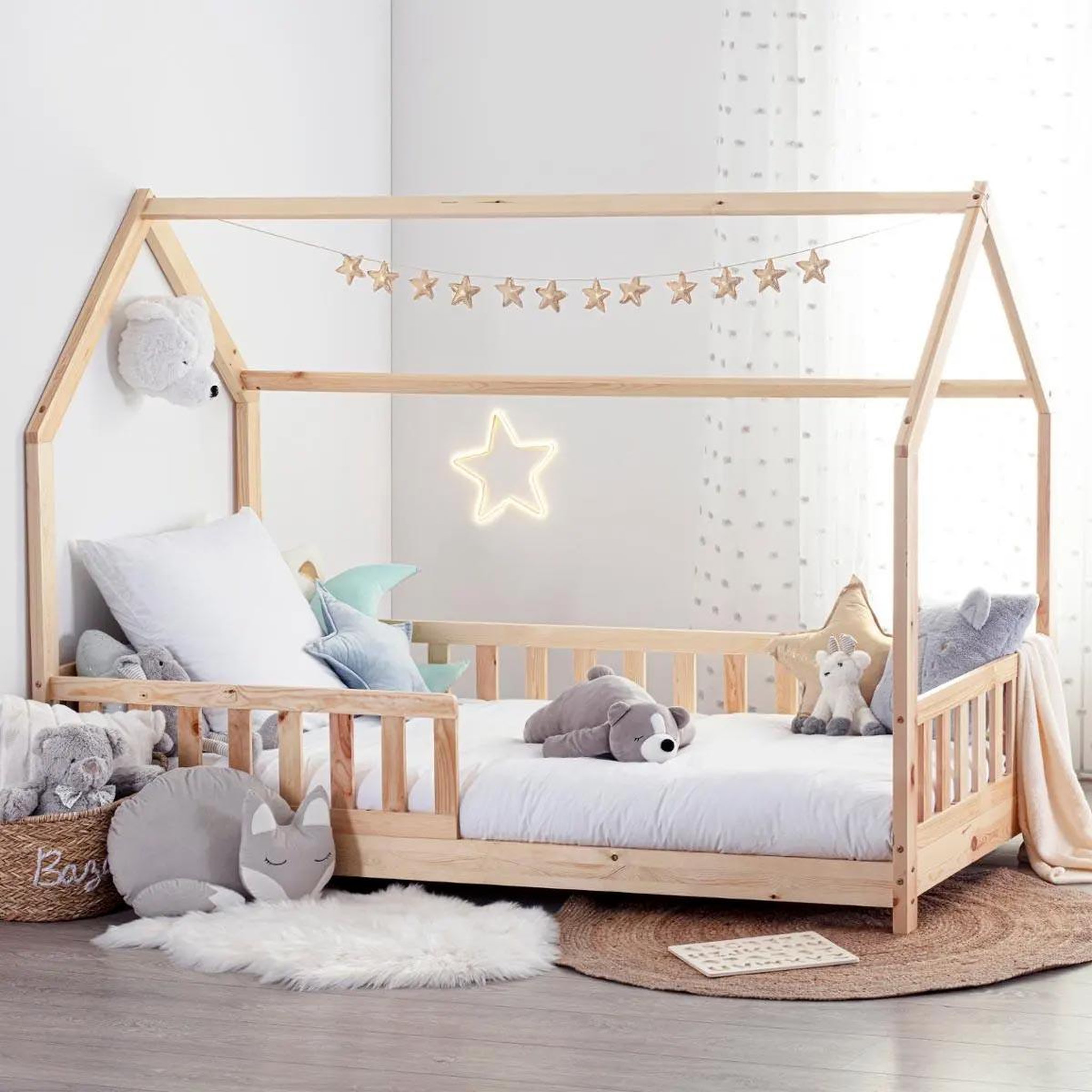 Voir la diapositive 3 : Atmosphera Kids Lit cabane  enfant  90x190cm naturel