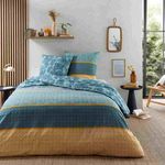 FUTURE HOME Parure de lit 2 personnes en coton 57 fils imprimé vert. Coloris disponibles : Vert