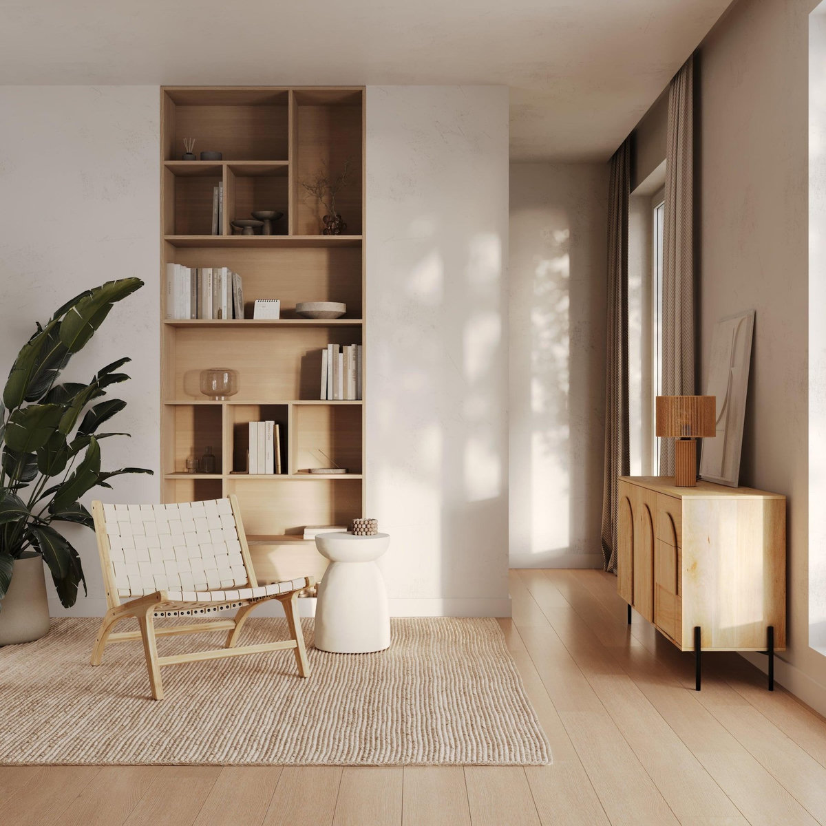 Rendez vous déco Fauteuil en teck et cuir tressé marron - Kuna