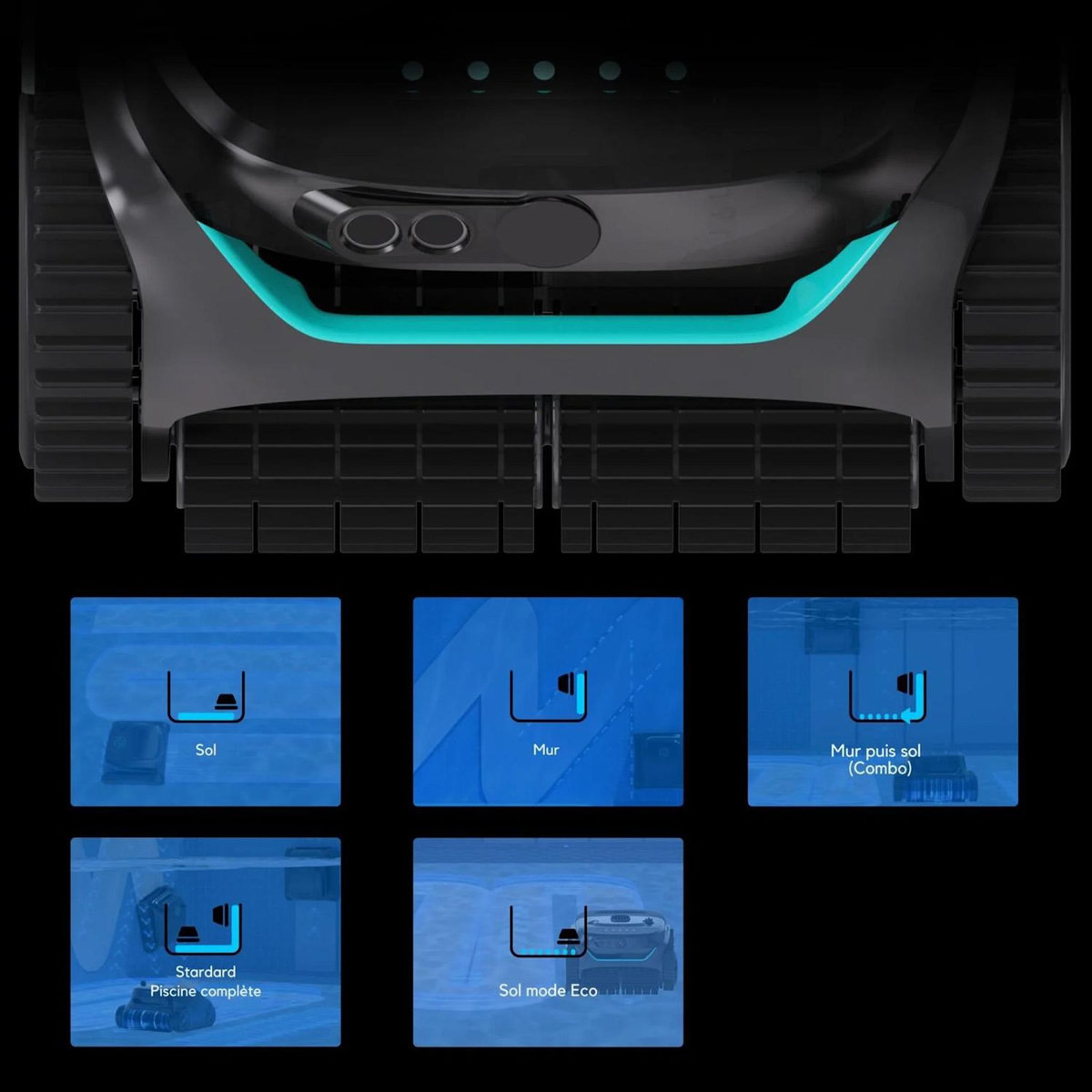 WYBOT Robot piscine électrique sans fil 2h max d'autonomie - wybot c2 pro