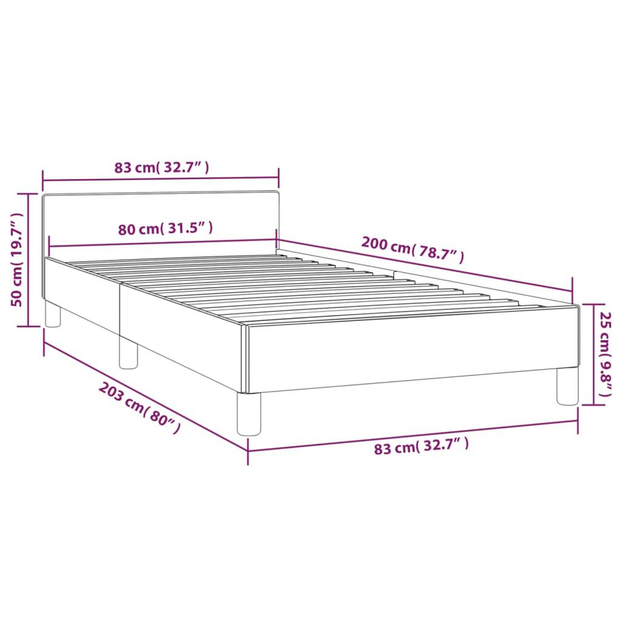 Voir la diapositive 6 : VIDAXL Cadre de lit sans matelas gris clair 80x200 cm tissu
