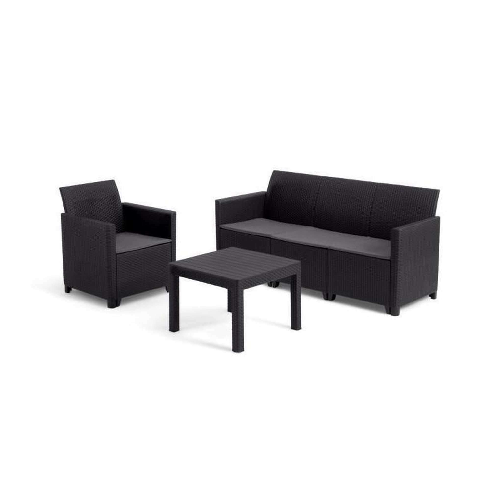 Voir la diapositive 2 : Keter Salon de jardin modulable en résine imitation rotin tressé - Noir - KETER - 4 personnes - MARIE