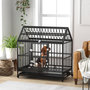 Voir la diapositive 2 : PAWHUT Cage chien grande taille sur roulettes - 2 portes verrouillables, plateau amovible - acier noir