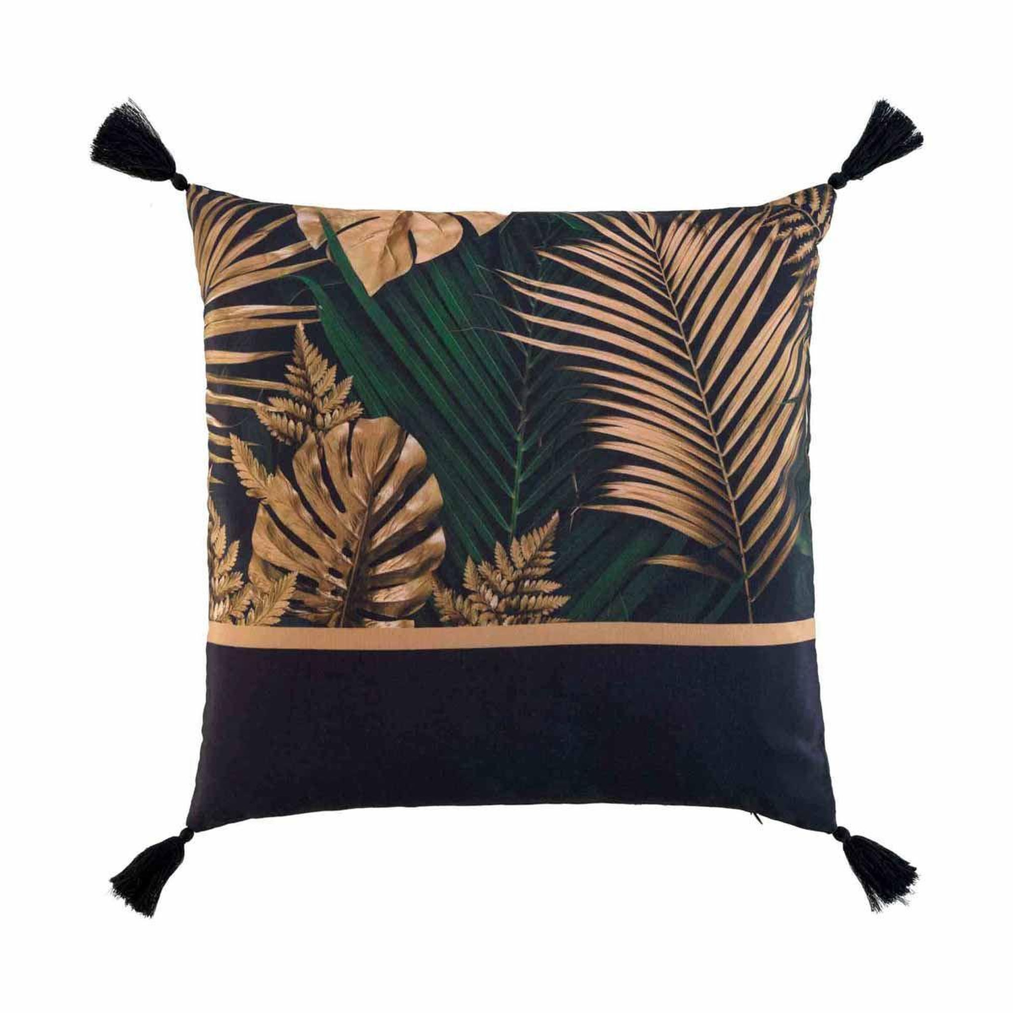 Douceur d'Intérieur Coussin déco imprimé  folidor  45x45cm noir & or
