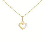L'ATELIER D'AZUR Collier - Pendentif Or Jaune Coeur Serti de Zirconiums - Chaine Dorée Offerte