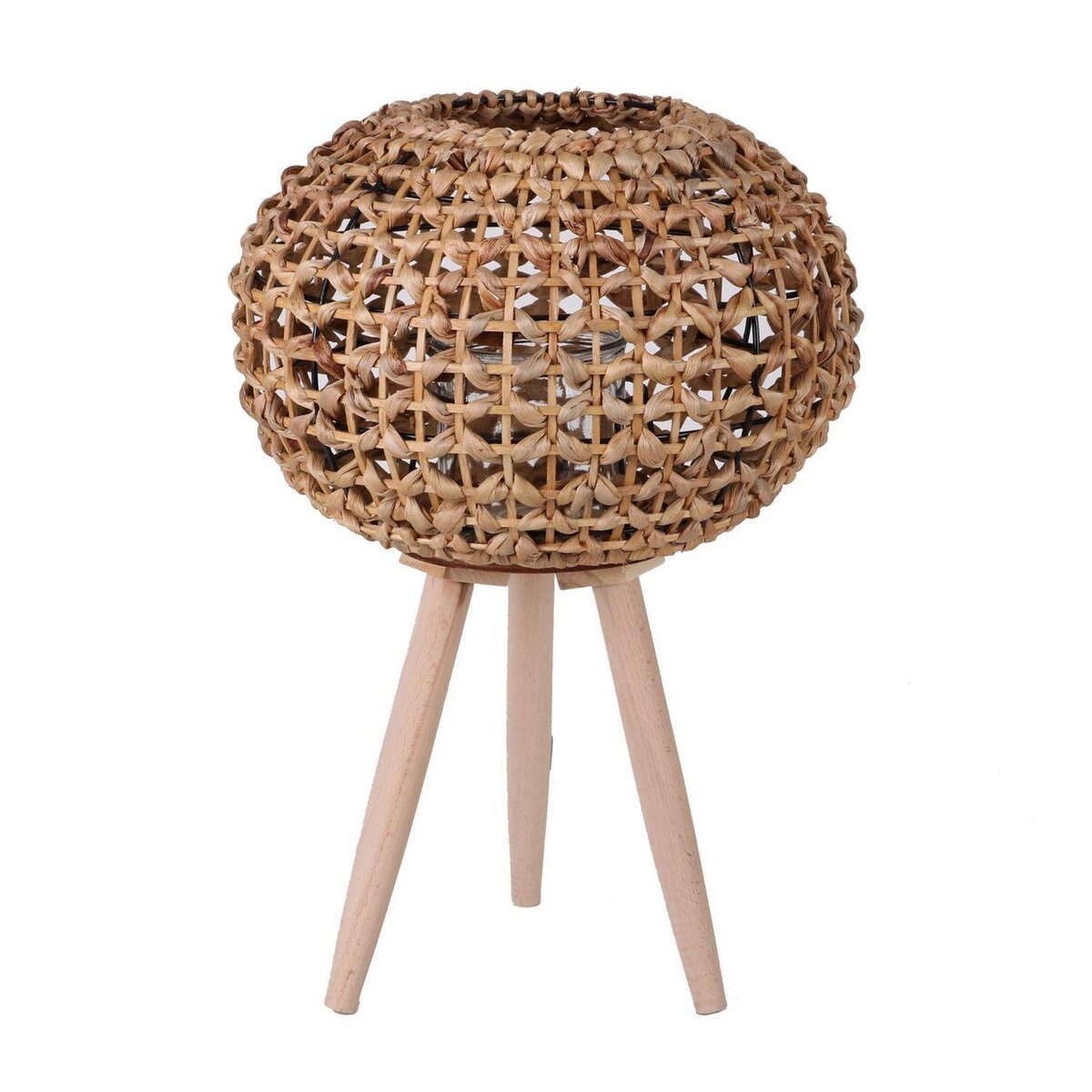 DIVERS Lanterne sur pieds en rotin Natural Living - H. 66 cm - Beige