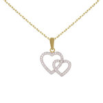 L'ATELIER D'AZUR Collier - Pendentif Or Jaune Coeurs Enlacés Sertis de Zirconiums - Chaine Dorée Offerte