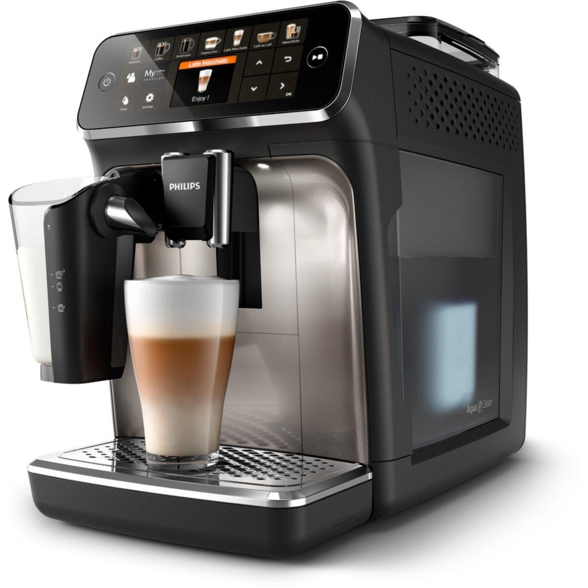 Voir la diapositive 4 : Philips Expresso broyeur ep5447/90 machine à café à grain grise série 5400 lattego