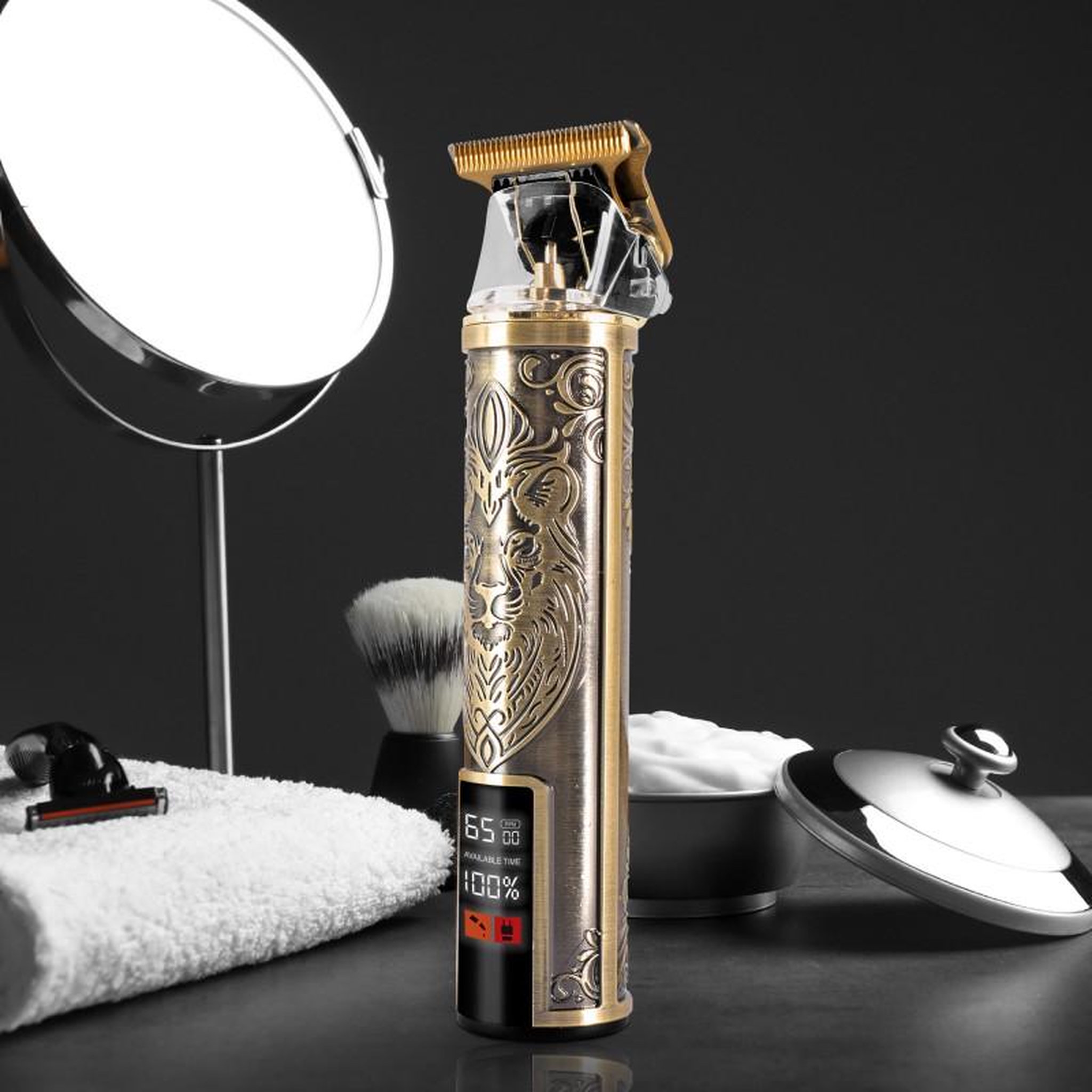 Voir la diapositive 2 : BECKER SHAVES ET TRIMS Tondeuse Sans Fil Avec écran Led Lion Gold Becker