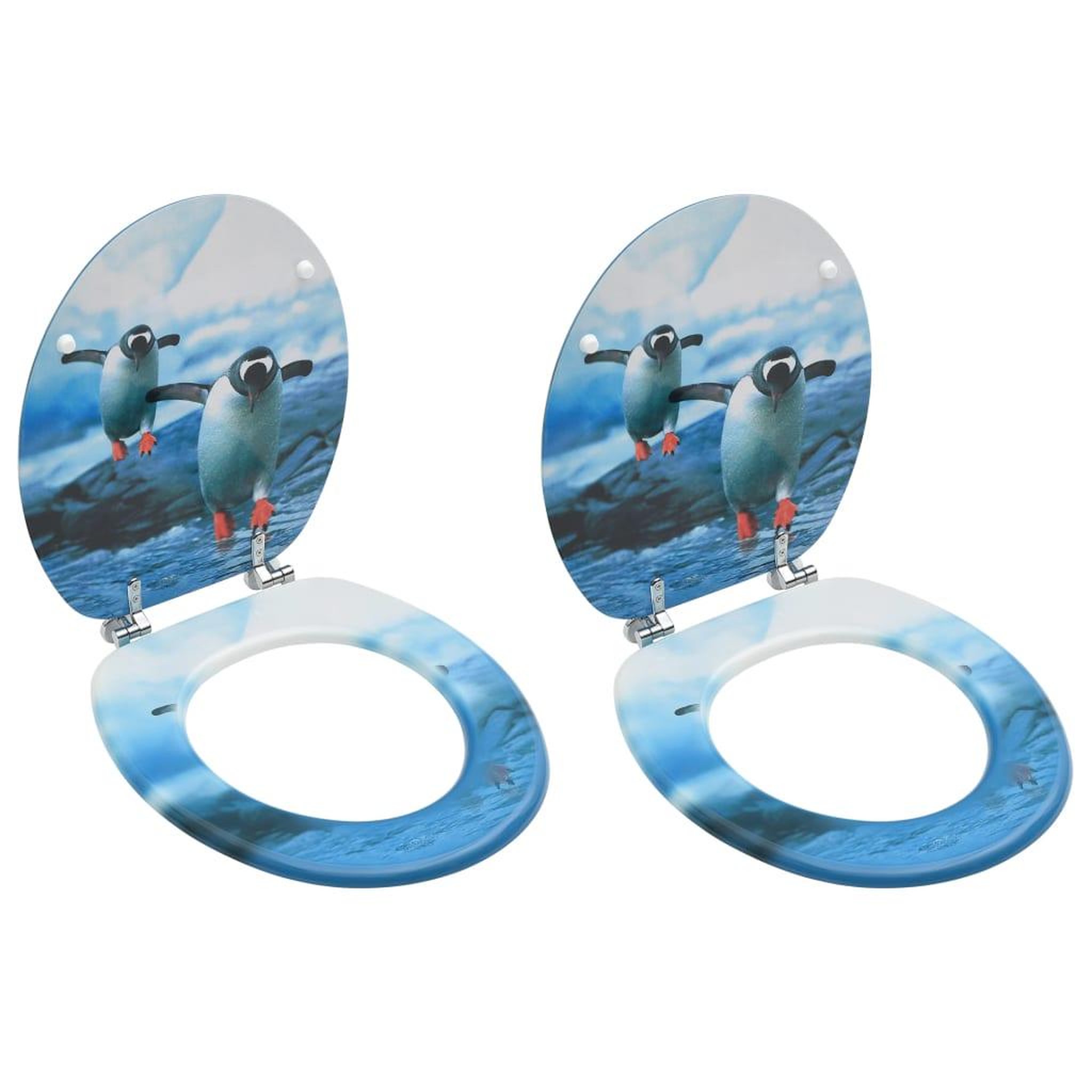 VIDAXL Sieges de toilette avec couvercle 2 pcs MDF Design de pingouins