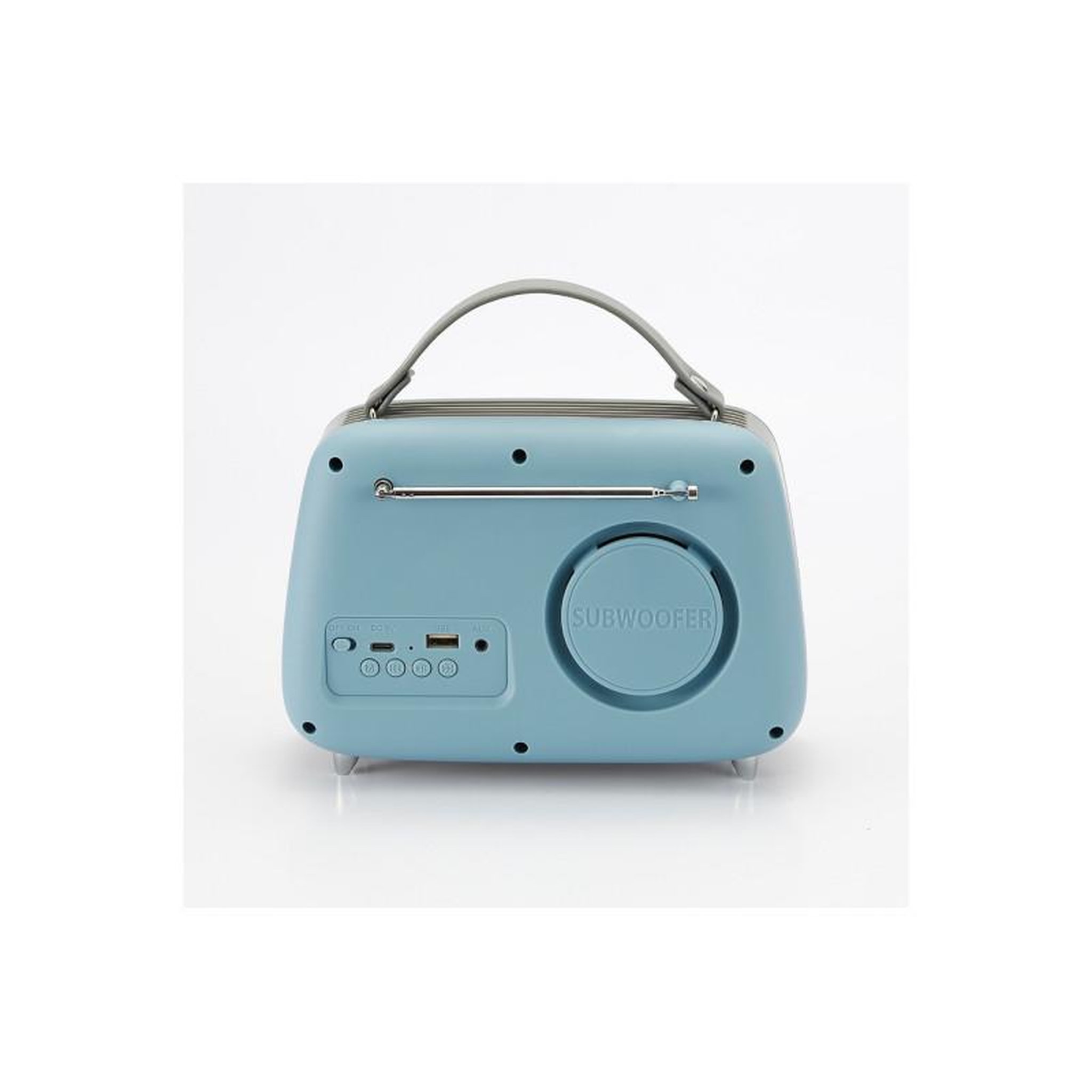 Voir la diapositive 3 : Halterrego Radio Halterrego Enceinte Radio retro RMS 5W, Bluetooth, Radio FM, lecteur USB, Aux IN, Batterie rechargeable, Bleu gris
