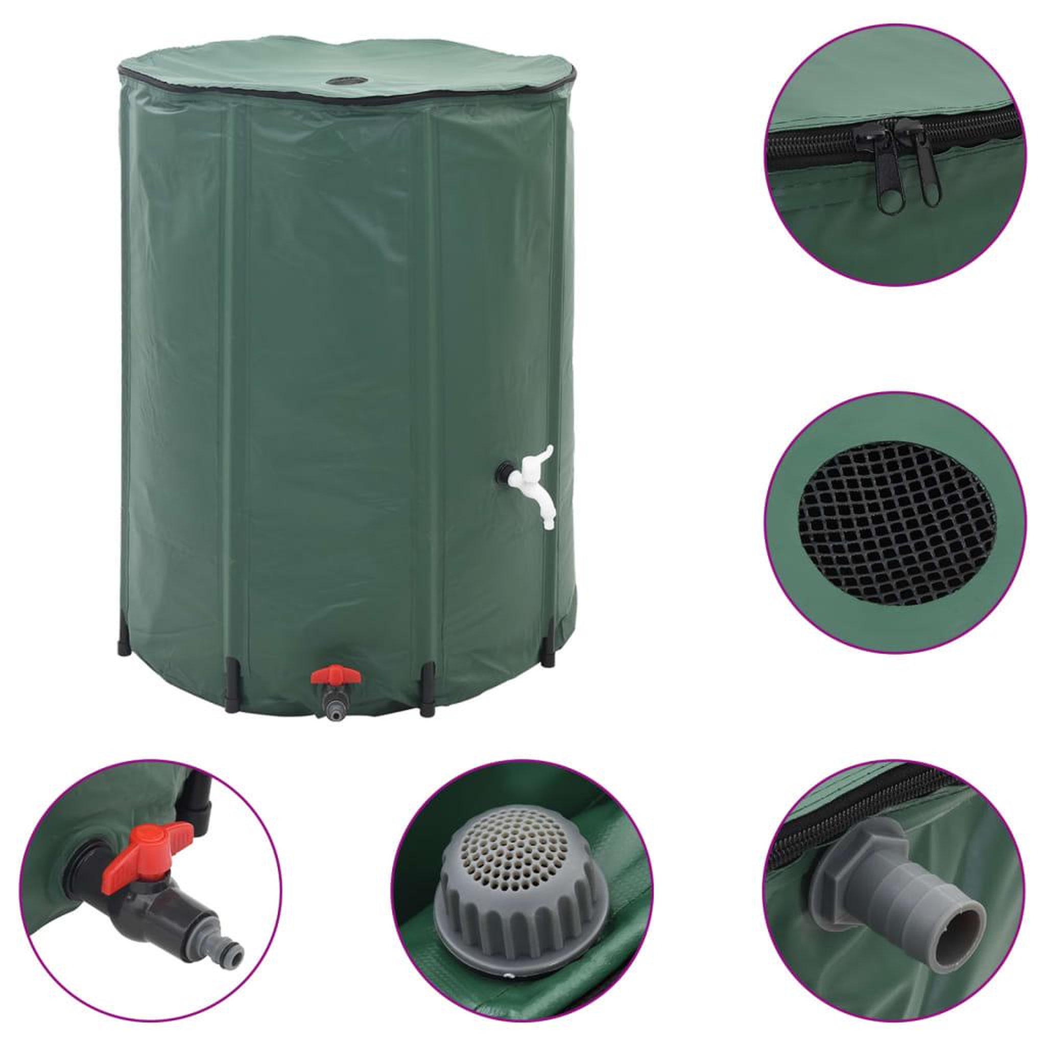 Voir la diapositive 2 : VIDAXL Reservoir d'eau de pluie pliable 250 L