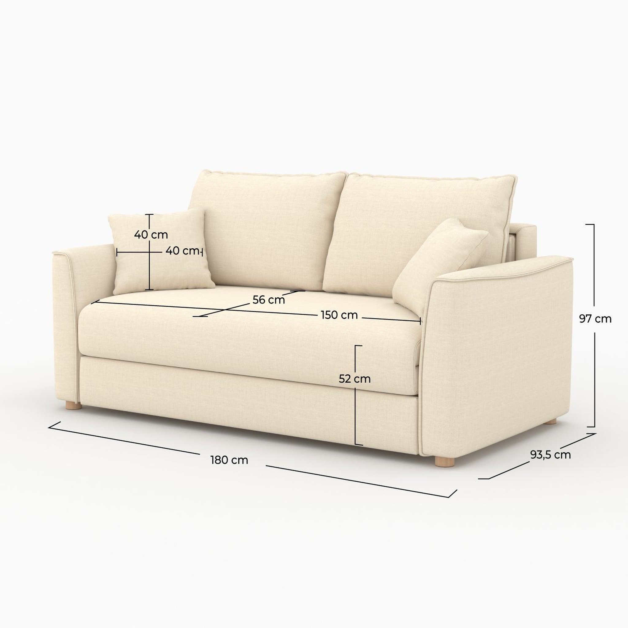 Voir la diapositive 4 : MAISON PAVANE Canapé convertible 2 places en tissu texturé beige-olympe