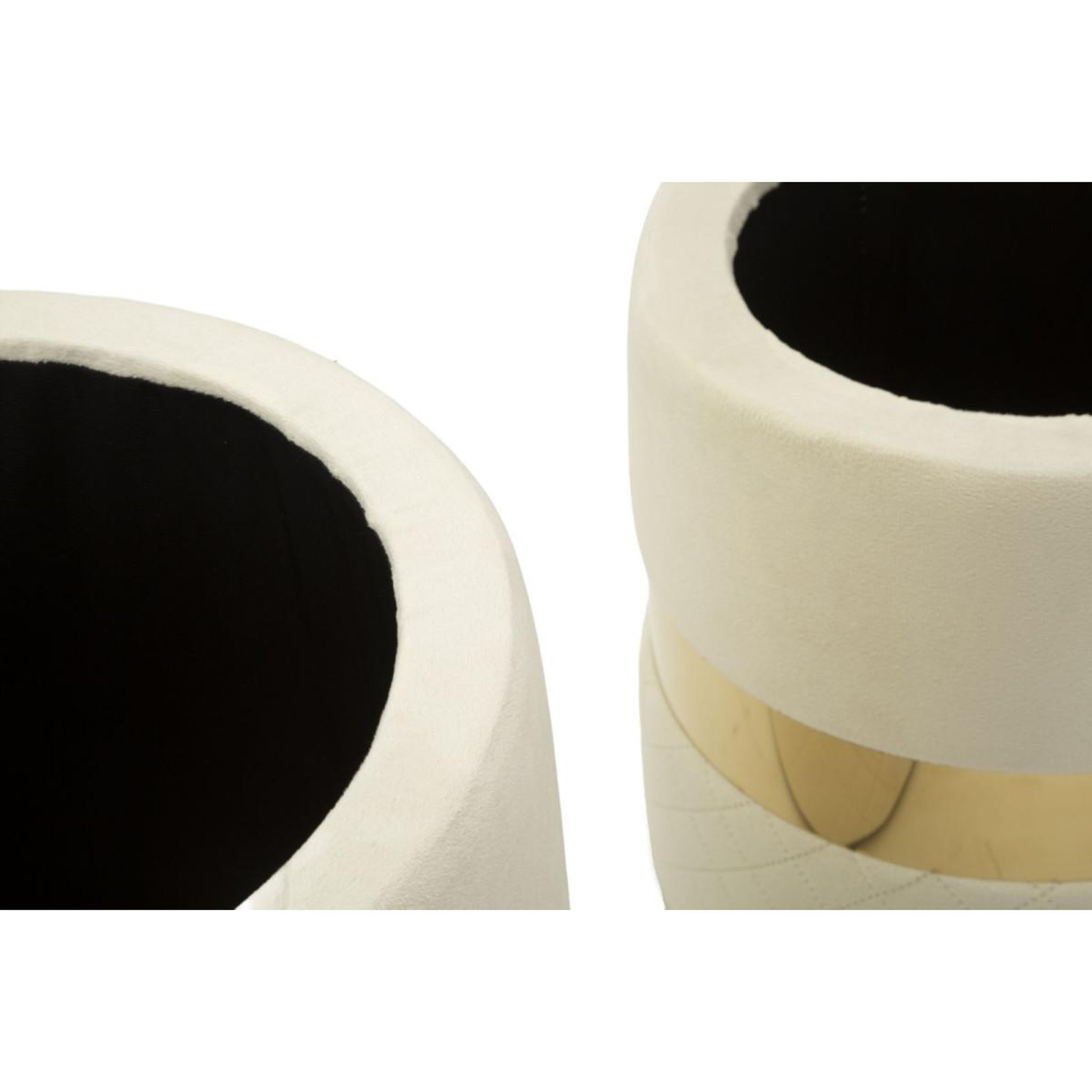 Voir la diapositive 4 : Paris Prix Lot de 2 poufs coffres  sheffild  42cm crème & or