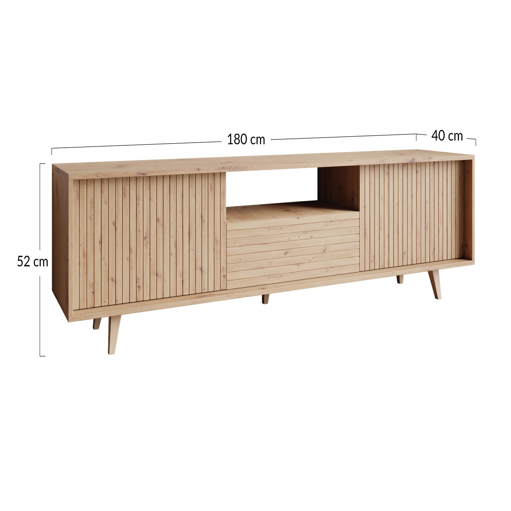 Voir la diapositive 5 : BEST MOBILIER Diego - meuble tv - effet bois - 2 portes et 1 niche -180 cm