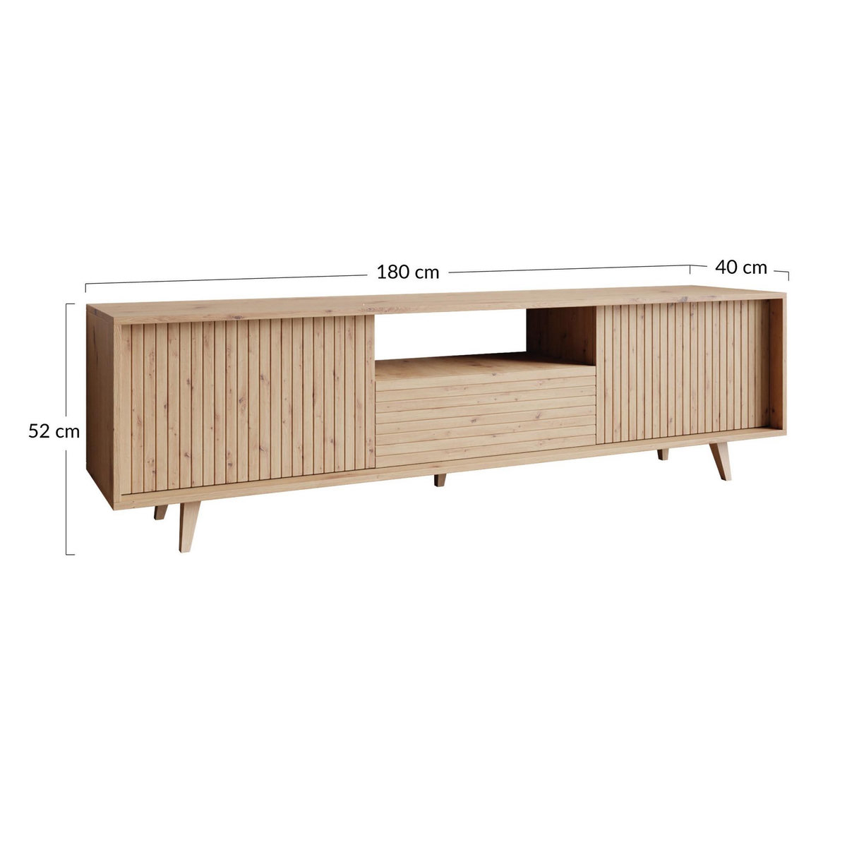 BEST MOBILIER Diego - meuble tv - effet bois - 2 portes et 1 niche -180 cm