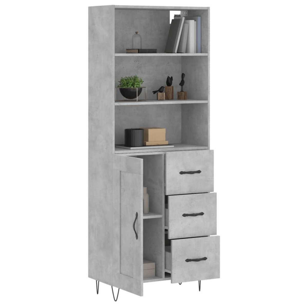VIDAXL Buffet haut Gris beton 69,5x34x180 cm Bois d'ingenierie
