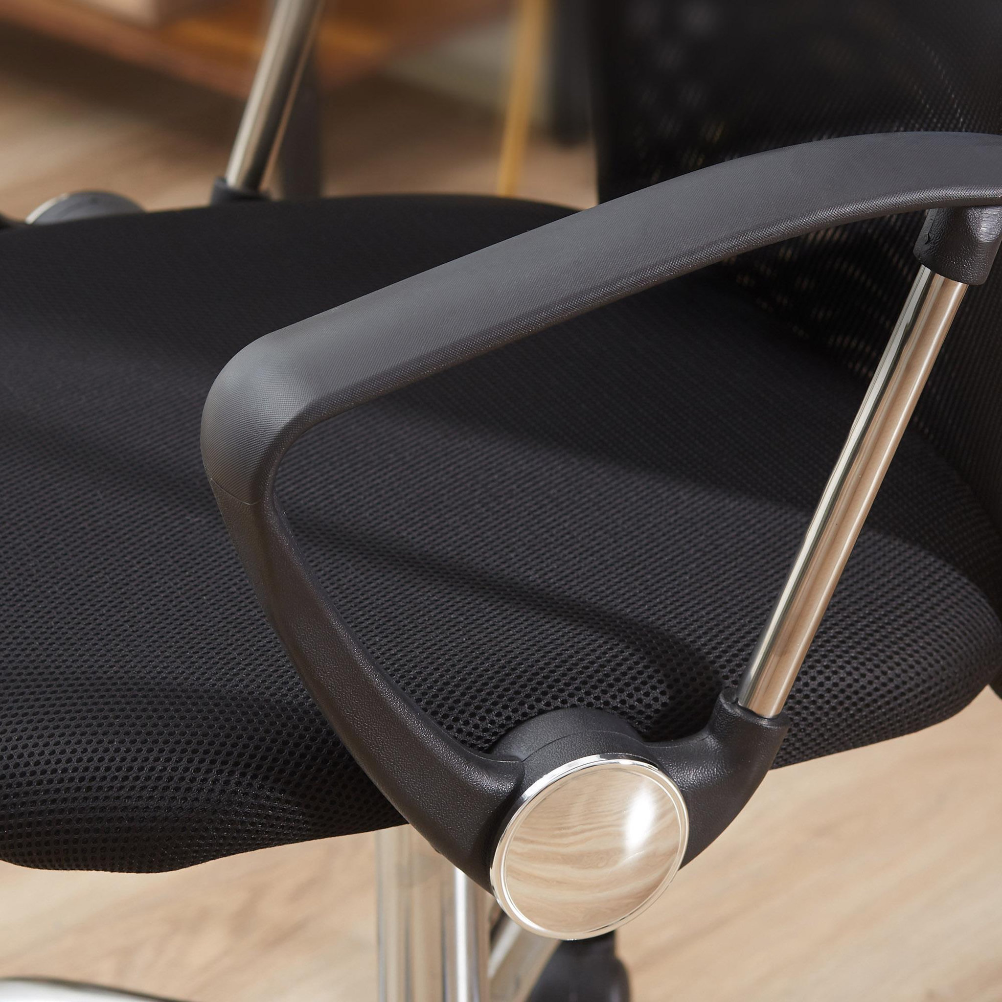 Voir la diapositive 5 : HOMCOM HOMCOM Fauteuil de bureau manager grand confort dossier ergonomique hauteur assise réglable pivotant tissu maille noir