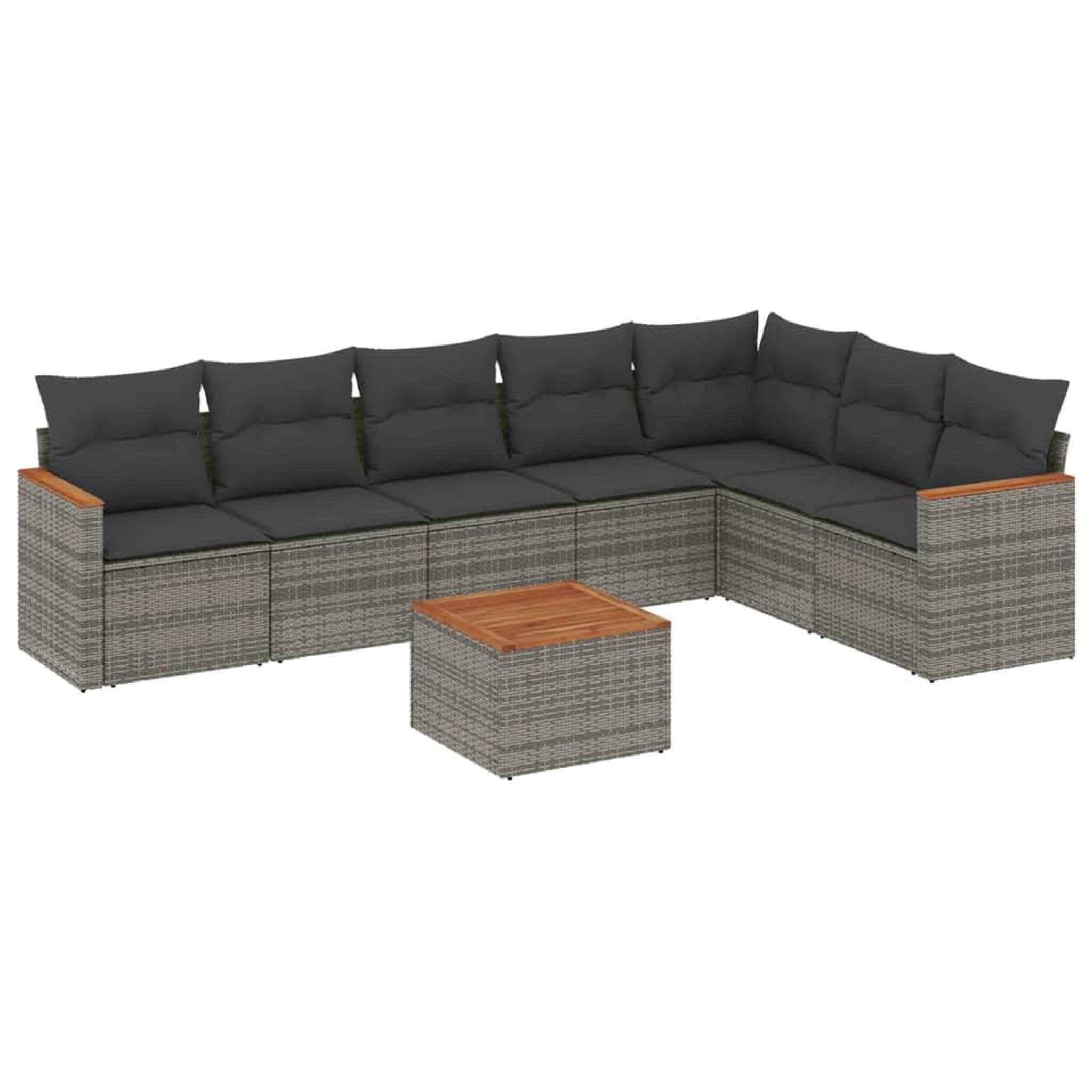 Voir la diapositive 2 : VIDAXL Salon de jardin 8 pcs avec coussins gris resine tressee
