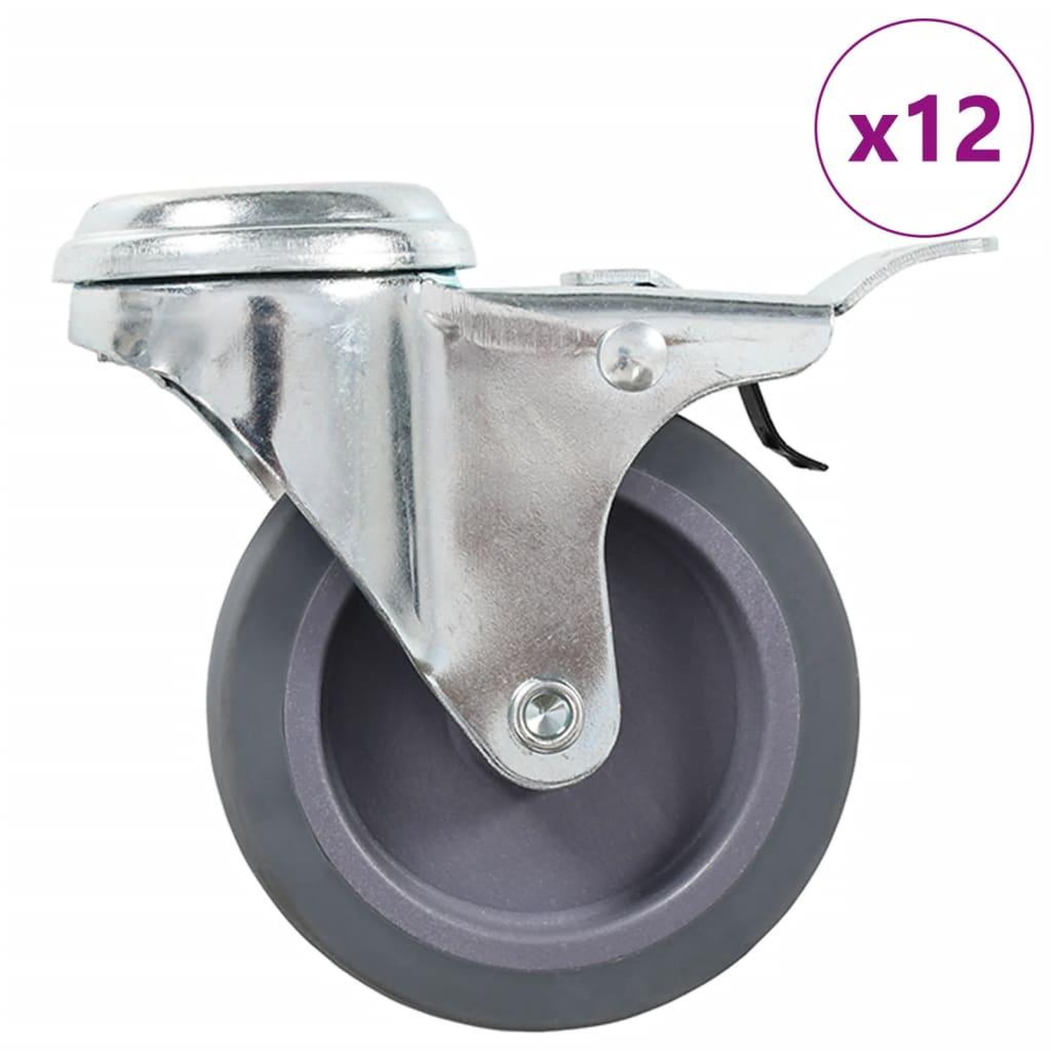 Voir la diapositive 1 : VIDAXL 12 pcs Roulettes pivotantes a trou de boulon 75 mm
