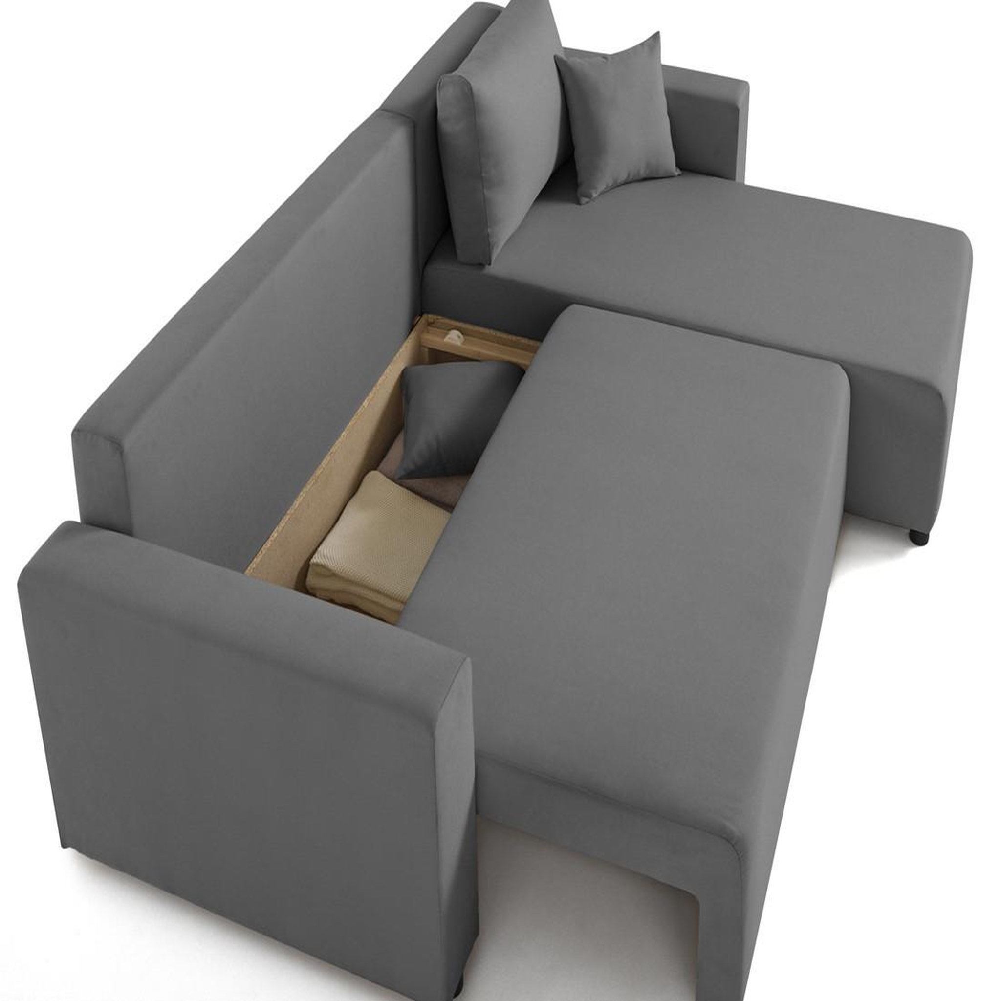 Voir la diapositive 3 : BEST MOBILIER Regala - canapé d'angle réversible - 4 places - convertible avec coffre - en tissu