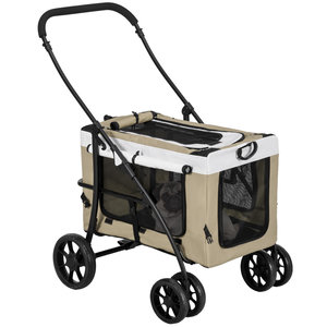 Poussette Pour Chien Pliable - 4 Roues, Hublot Aéré, 75x49x94 Cm, Pour Chiens Et Chats Petits/moyens, Noire