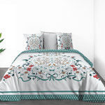 Les Ateliers du Linge Parure housse de couette 100% coton 47 fils/cm2 -capucine. Coloris disponibles : Blanc