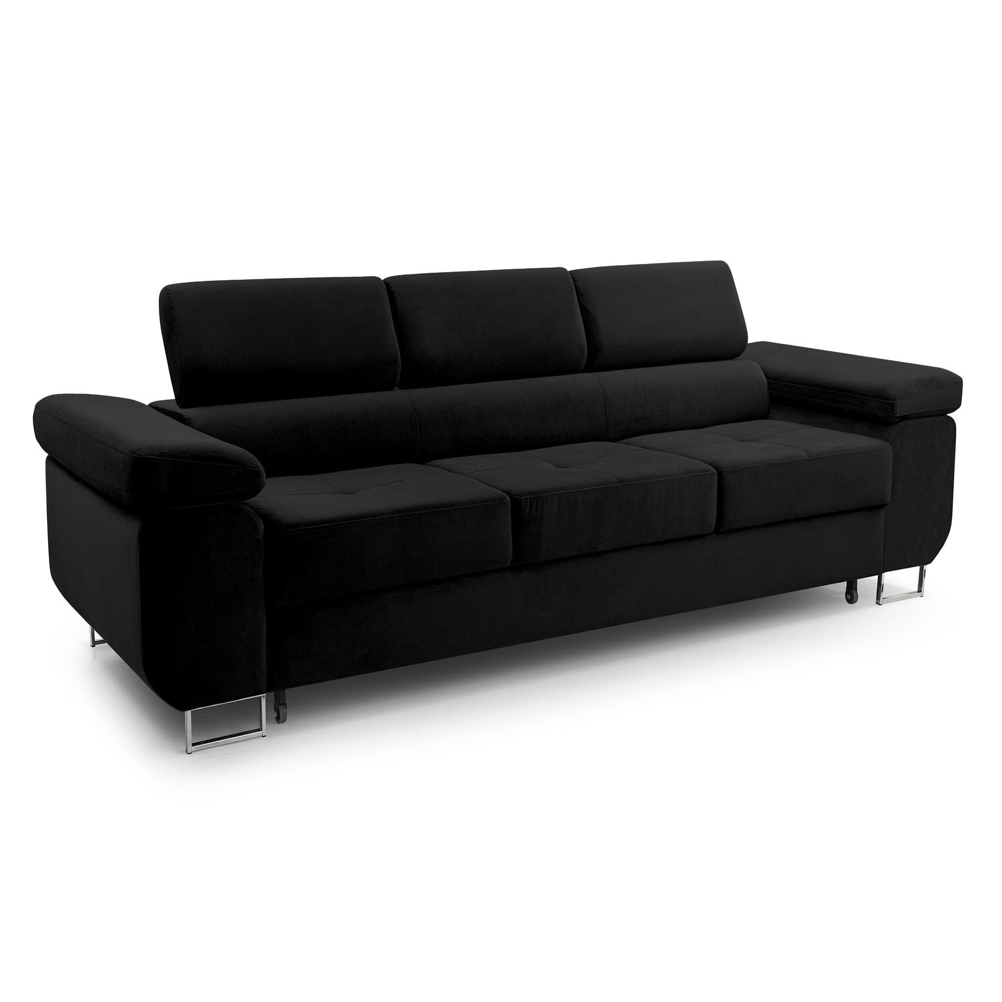 Voir la diapositive 3 : BEST MOBILIER Pablo - canapé 3 places - convertible avec têtières réglables - en velours