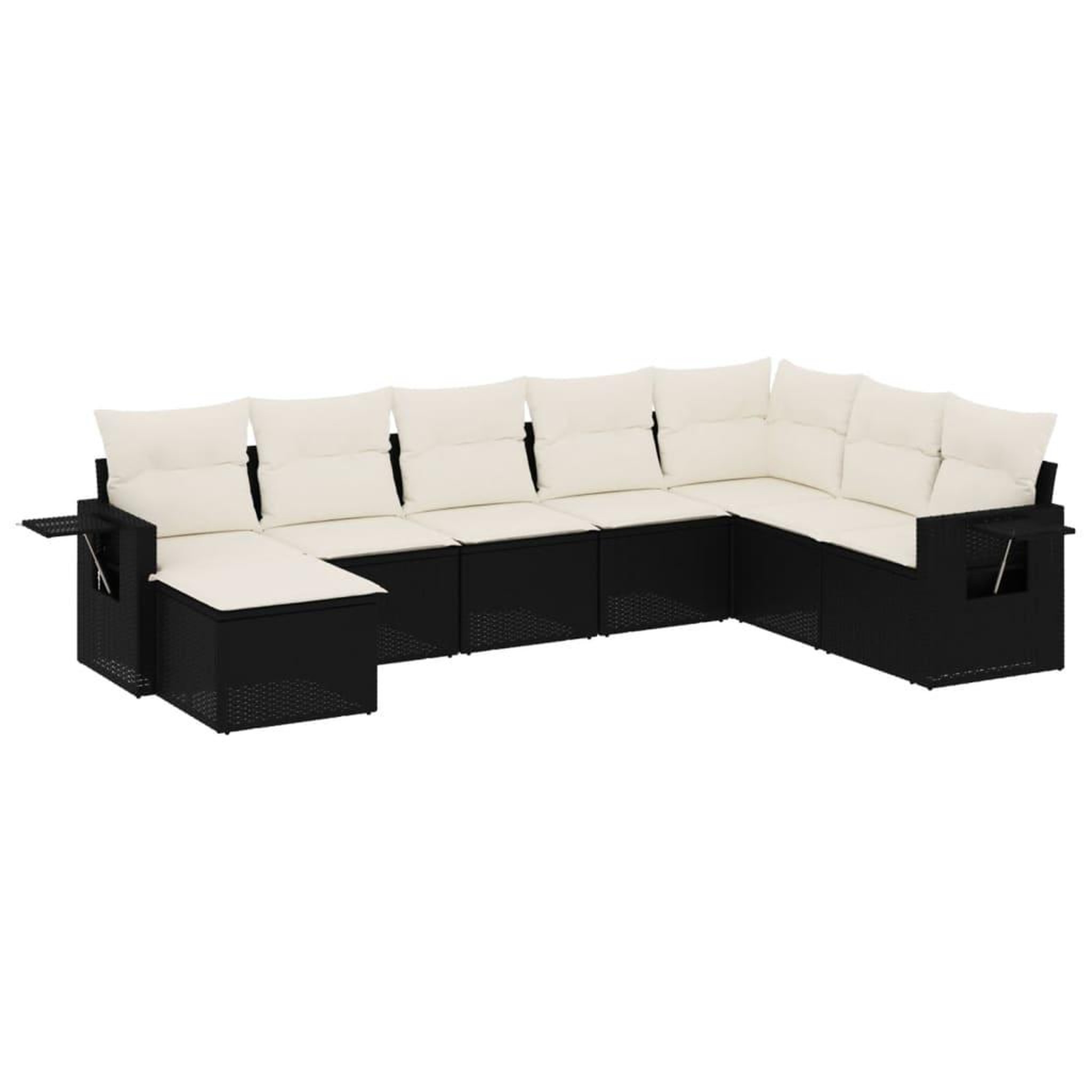 Voir la diapositive 2 : VIDAXL Salon de jardin 8 pcs avec coussins noir resine tressee