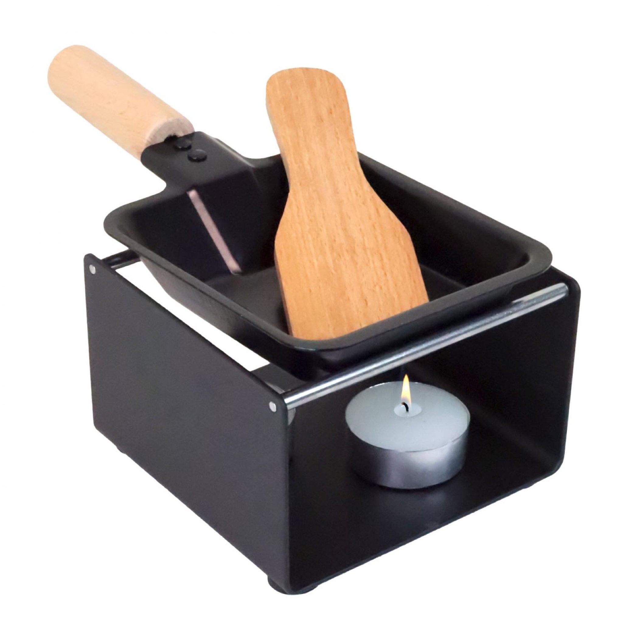 Voir la diapositive 1 : LINXOR Appareil à raclette à la bougie en métal, spatule et bougies incluses - 1 personne