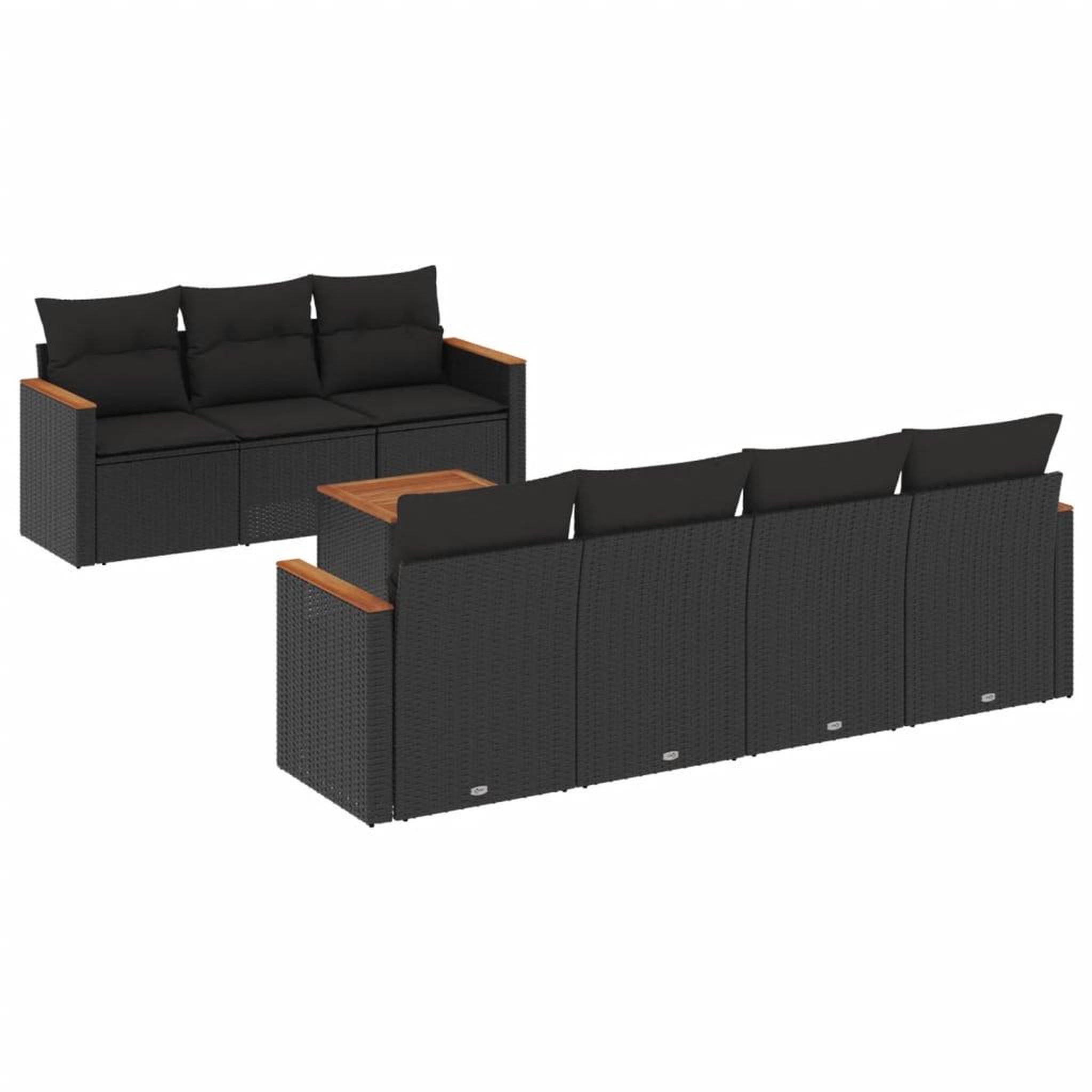 Voir la diapositive 2 : VIDAXL Salon de jardin 8 pcs avec coussins noir resine tressee