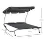Voir la diapositive 3 : OUTSUNNY Bain de soleil 2 places lit de jardin design contemporain toit réglable 2 roulettes 2 oreillers acier époxy polyester gris