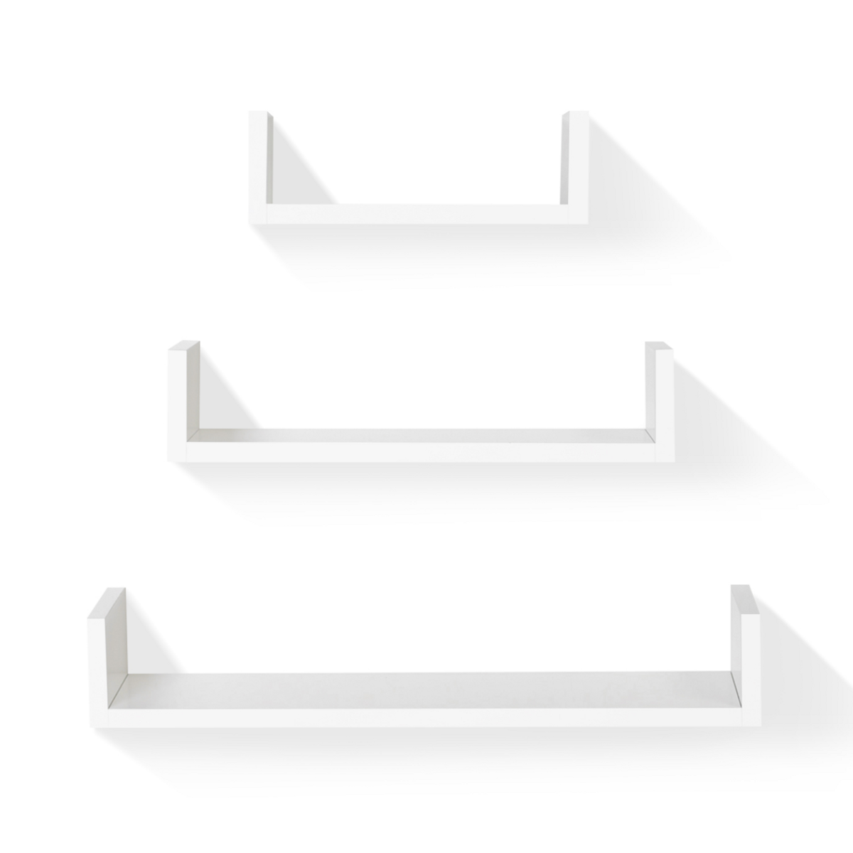 ID MARKET Lot de 3 étagères murales blanches