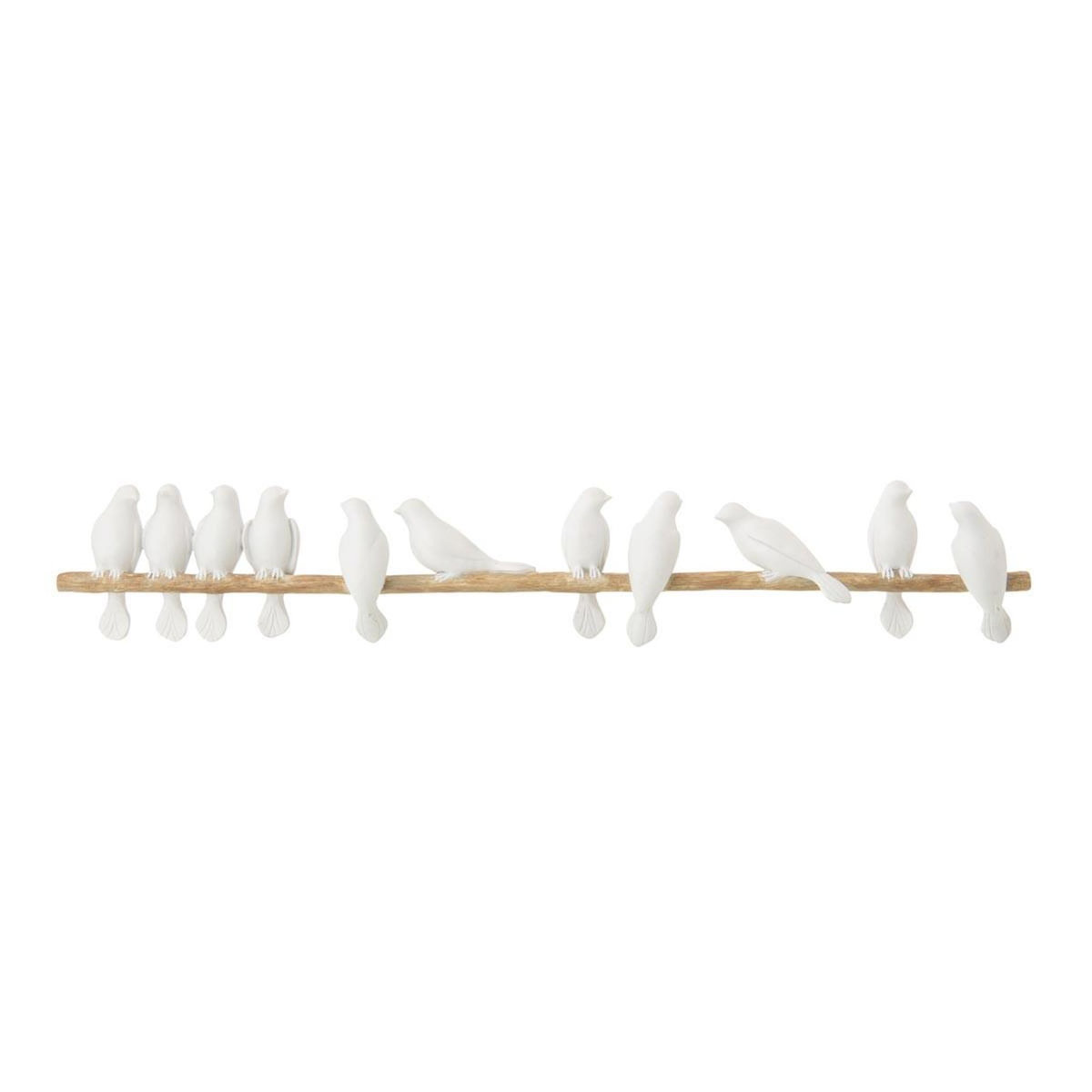 Paris Prix Déco Murale  11 Oiseaux sur Branche  87cm Blanc