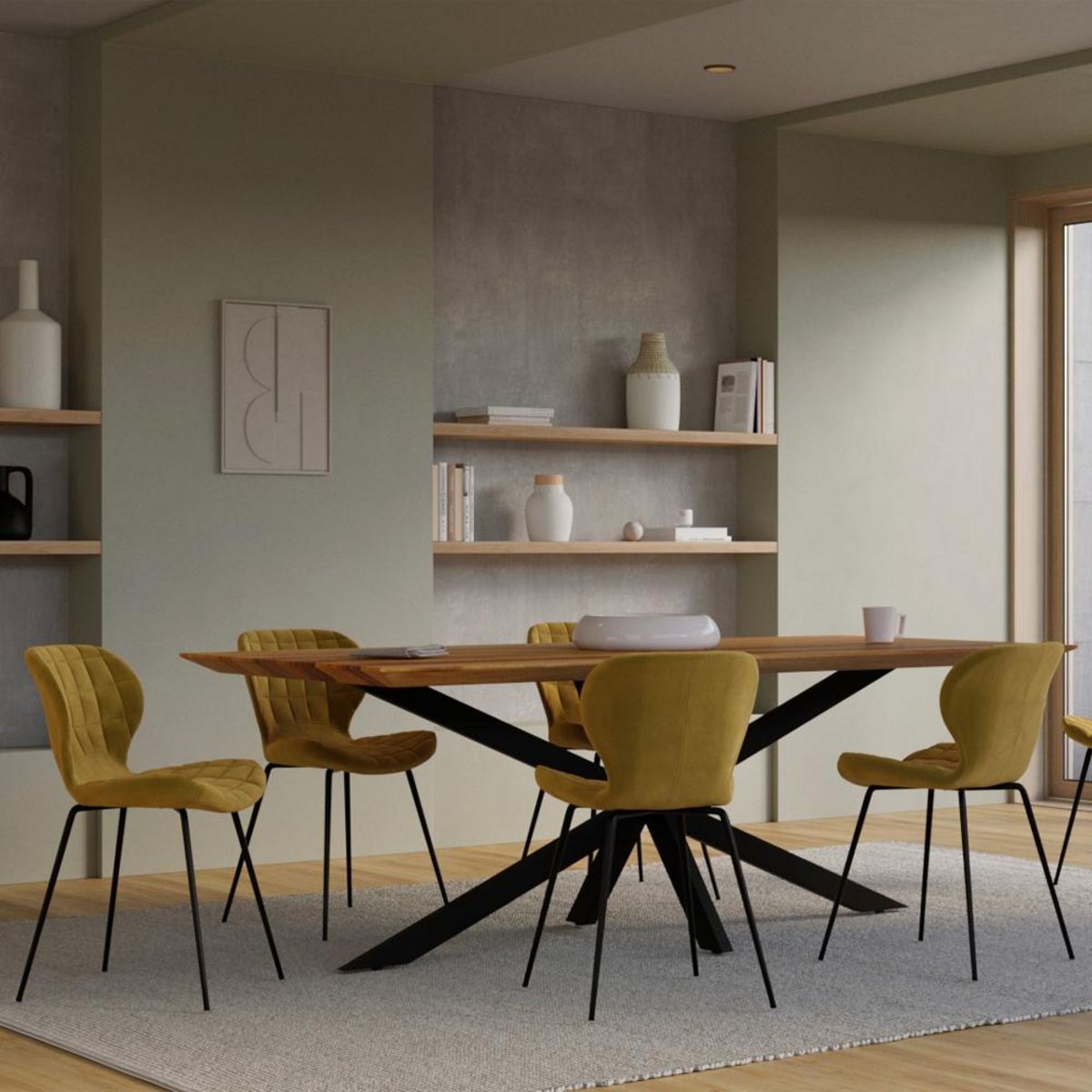 Rendez vous déco Lot de 2 chaises en velours jaune curry - Mazzia