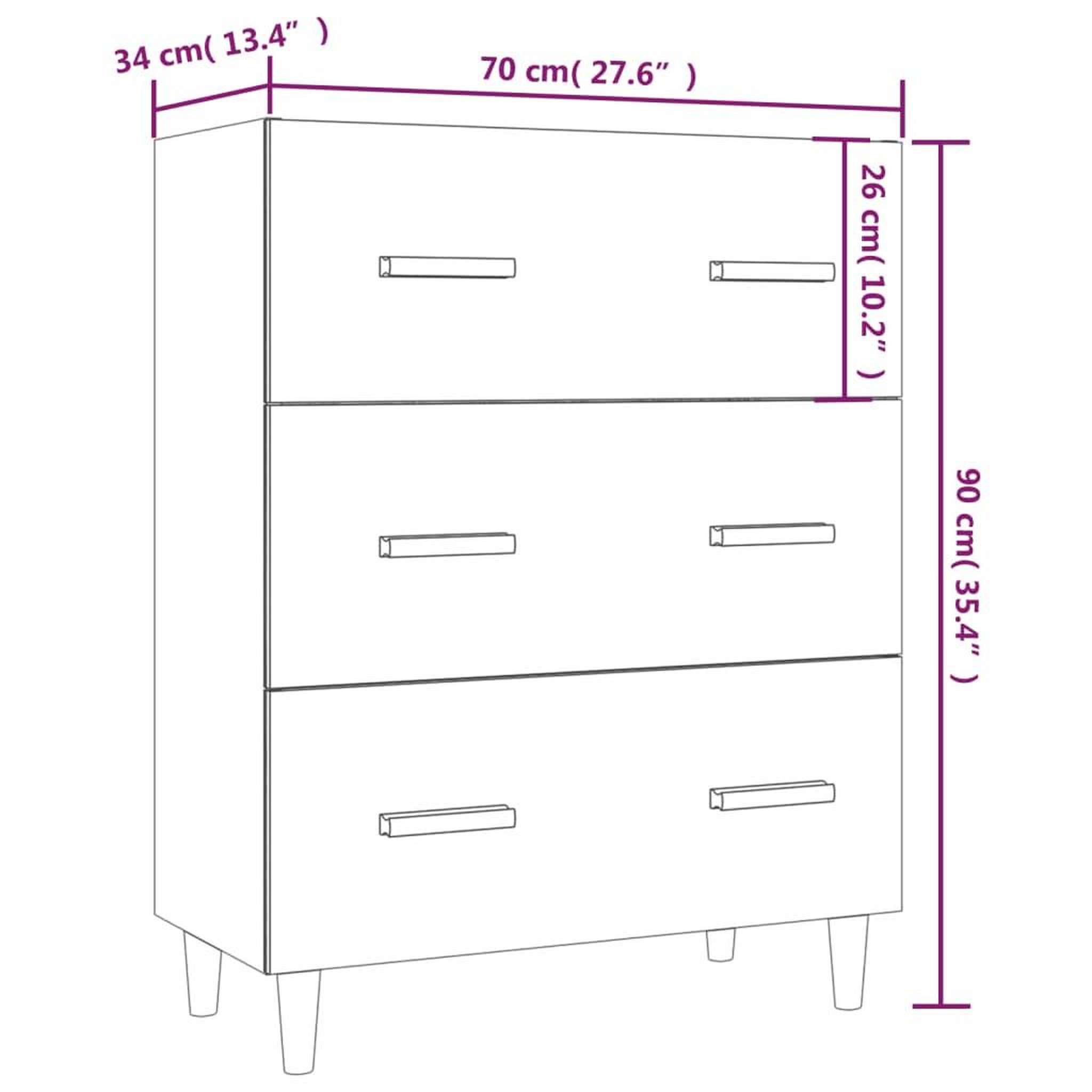 Voir la diapositive 6 : VIDAXL Buffet Blanc brillant 70x34x90 cm Bois d'ingenierie
