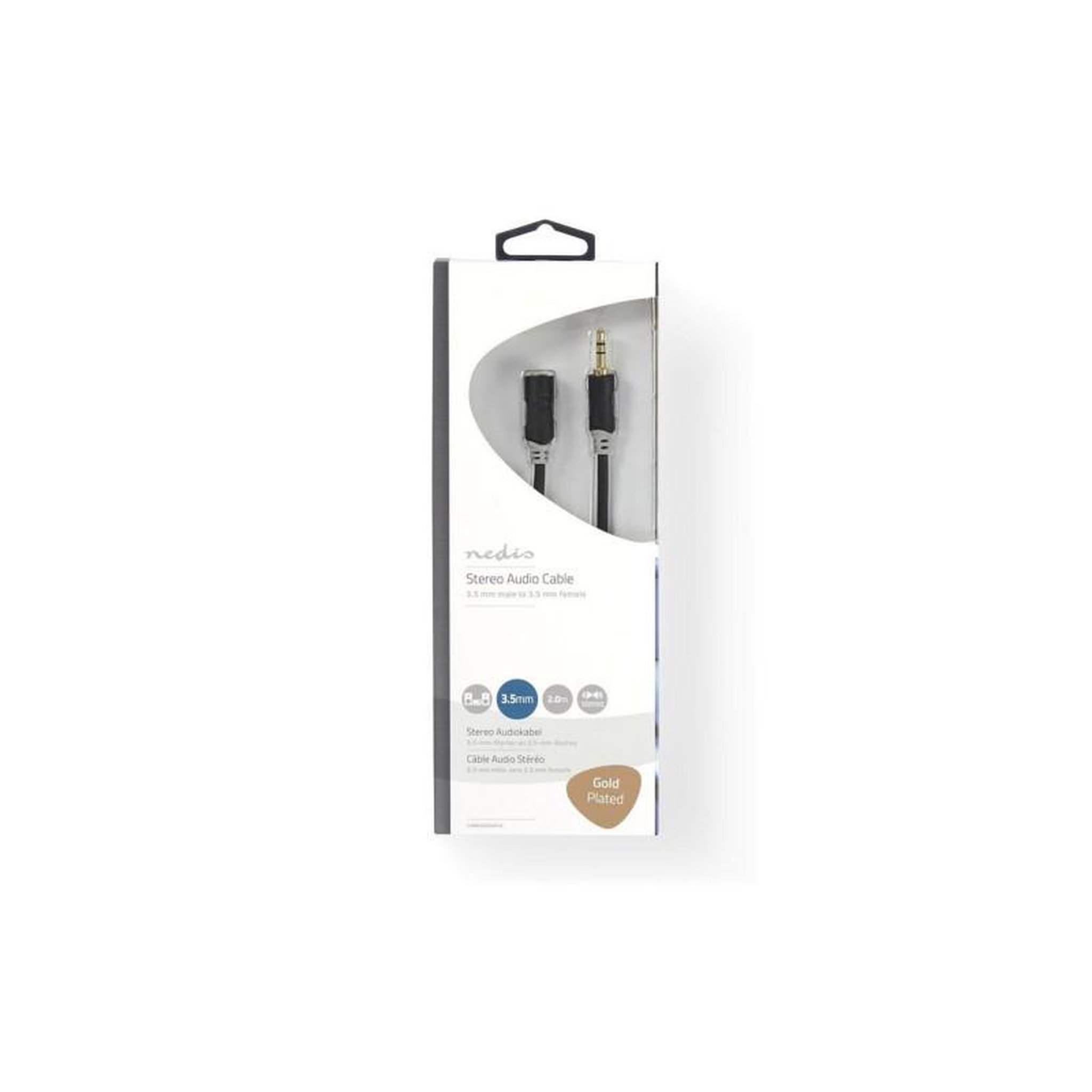 Voir la diapositive 3 : NEDIS Câble audio stéréo | 3.5 mm Mâle | 3.5 mm Femelle | Plaqué or | 2.00 m NEDIS - CABW22050AT20