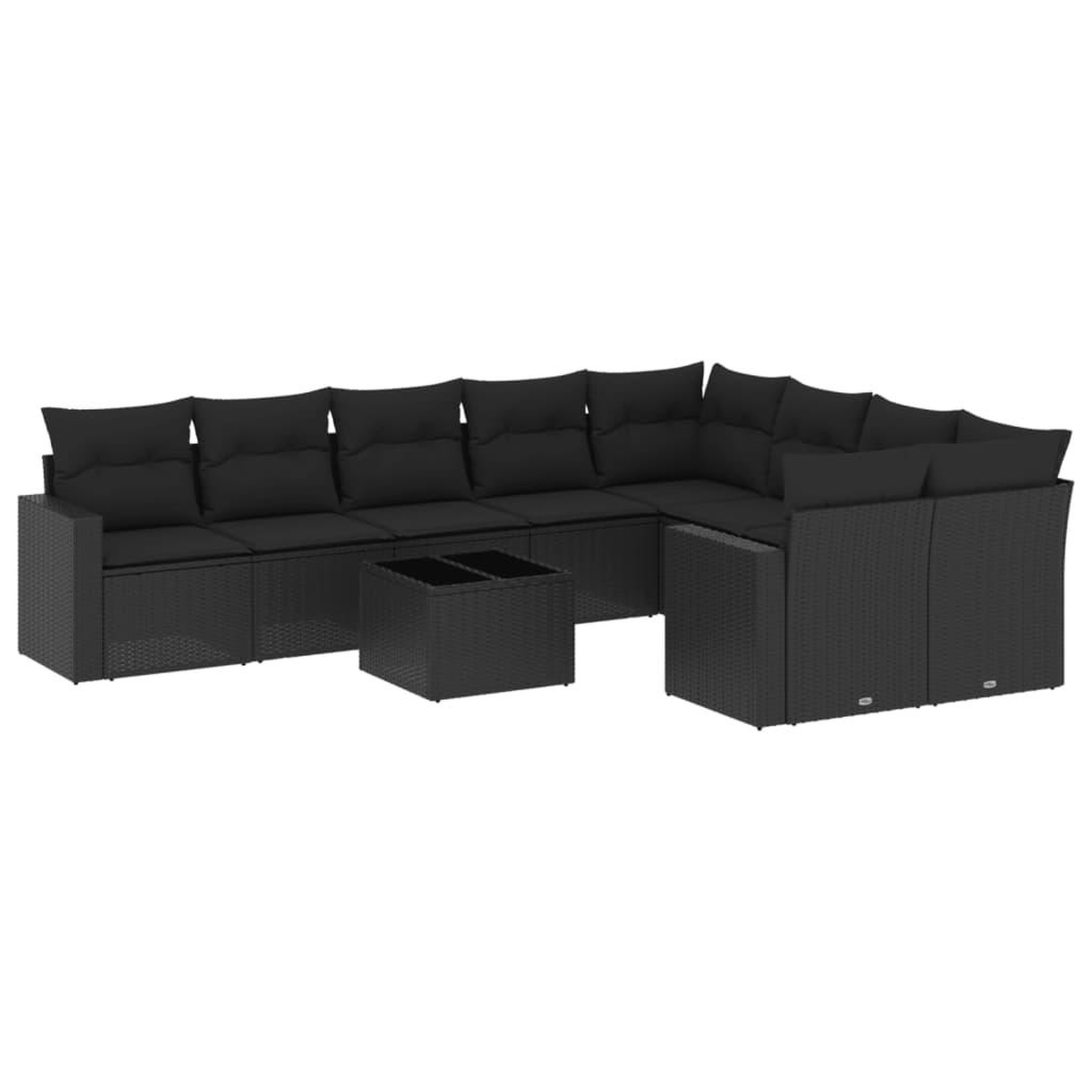 Voir la diapositive 2 : VIDAXL Salon de jardin 10 pcs avec coussins noir resine tressee