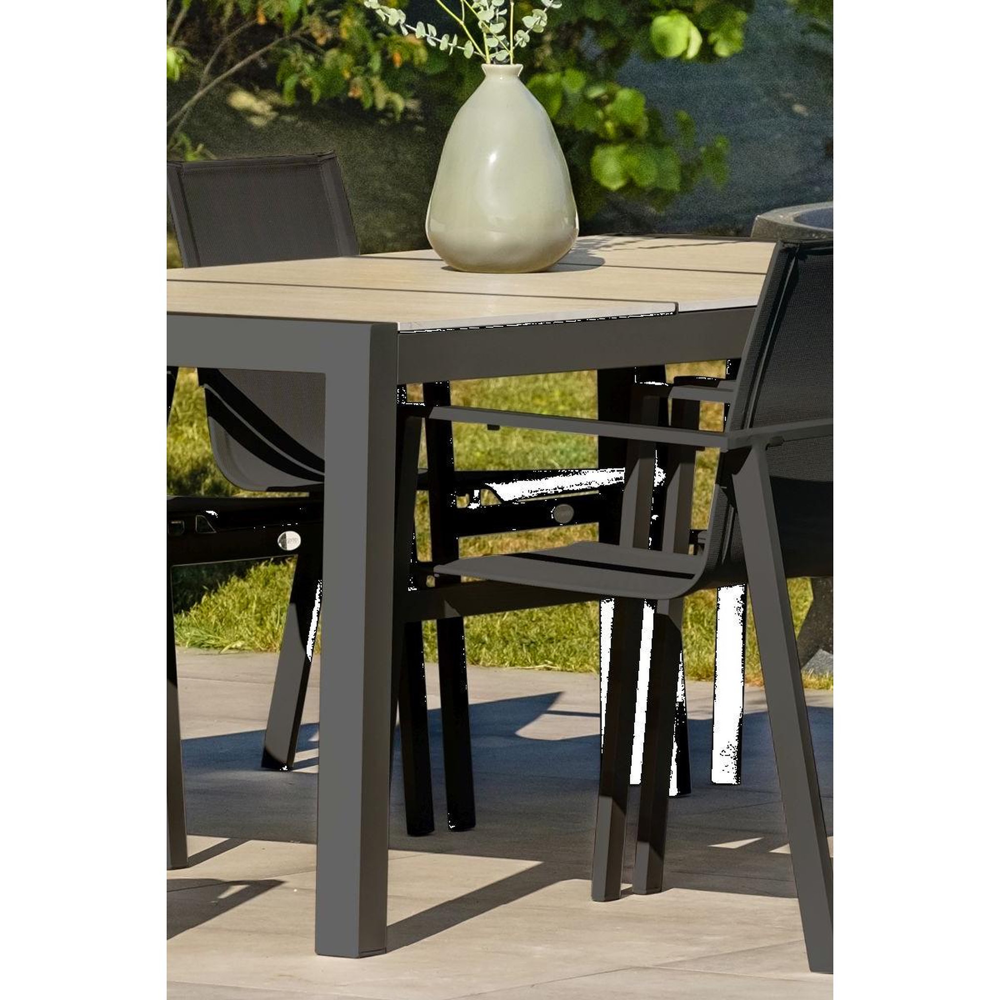 Voir la diapositive 2 : DCB GARDEN Table de Jardin en Céramique  Venise  195cm Gris Anthracite