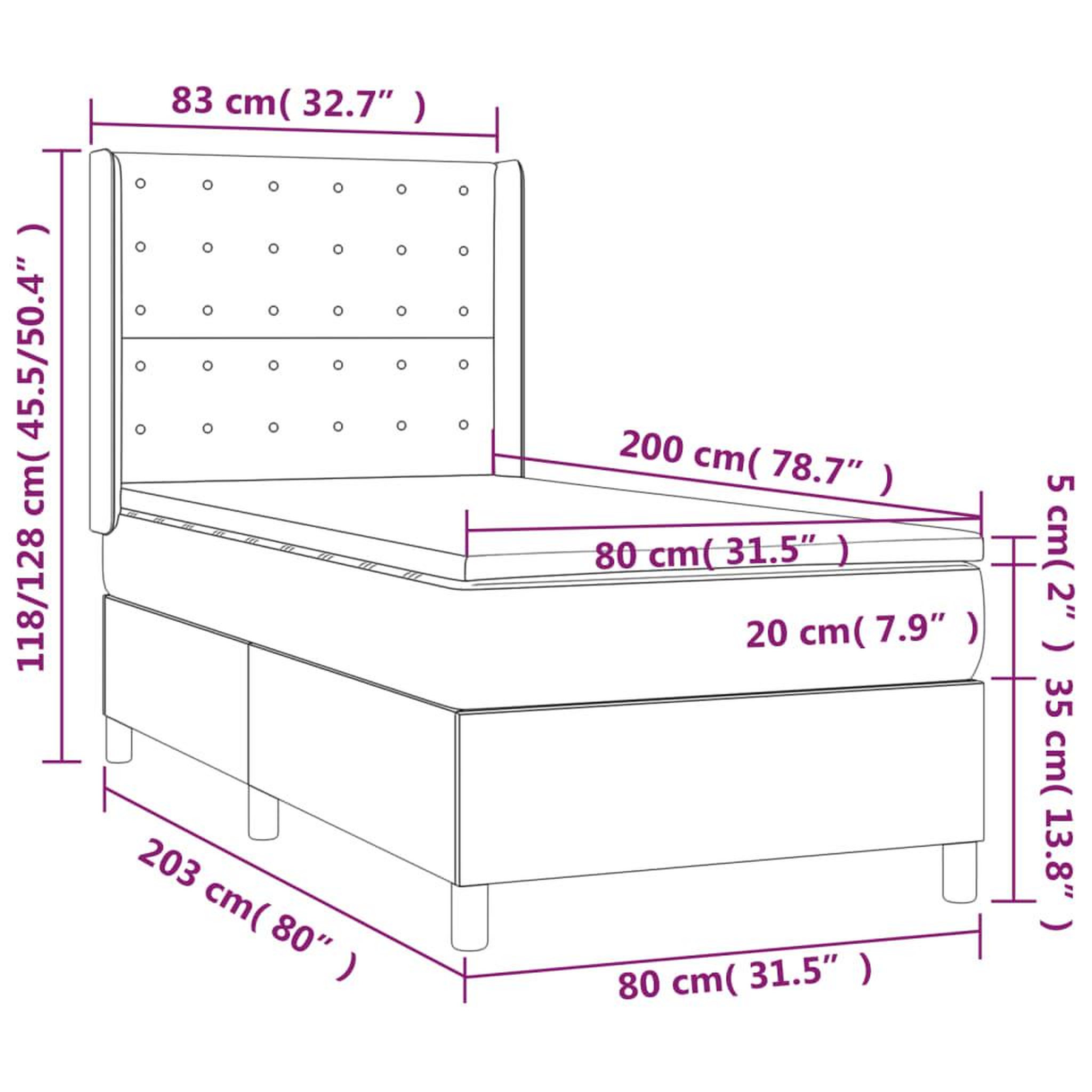 Voir la diapositive 6 : VIDAXL Sommier a lattes de lit avec matelas Gris clair 80x200 cm Tissu